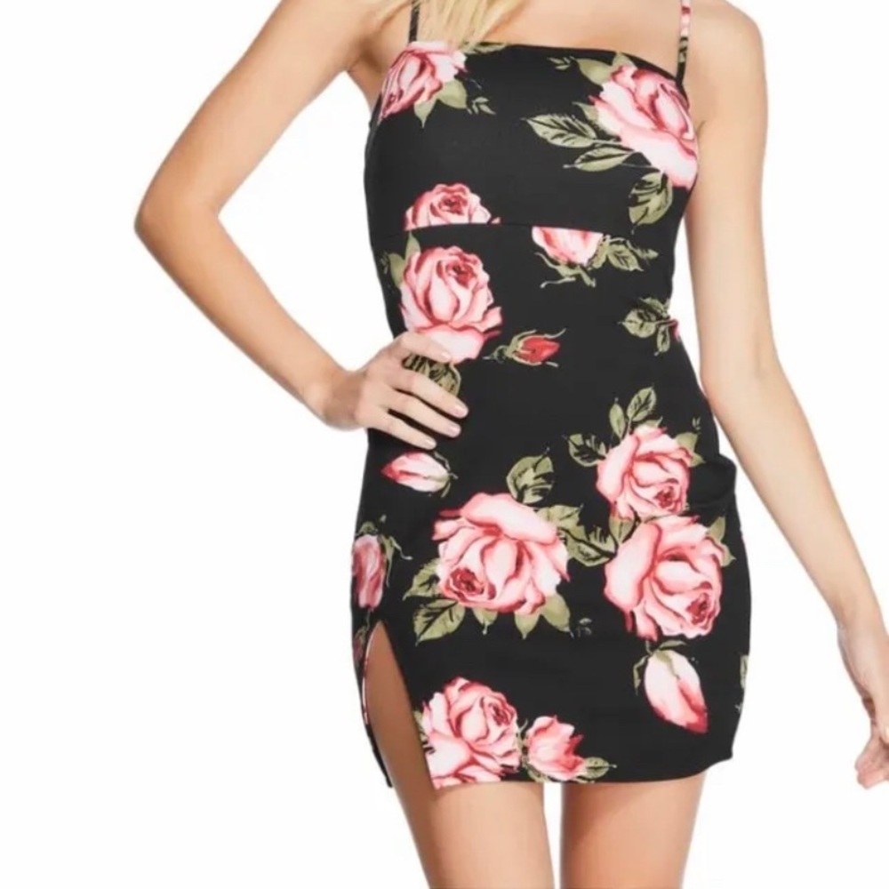 Guess Bianka rose print slit mini dress - Picture 1 of 15